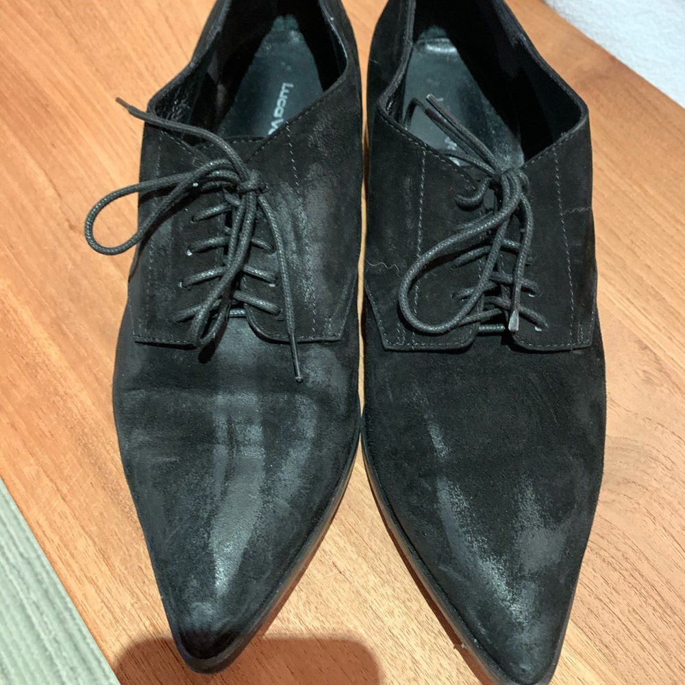 Luca Valentini black nubuck lace up shoes.